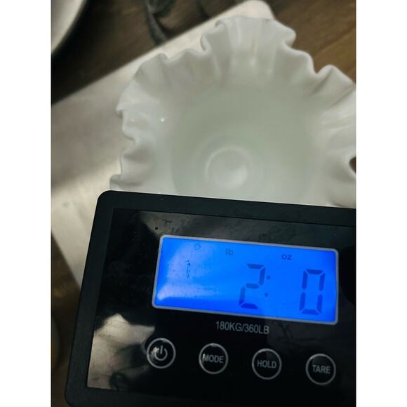 Vintage Fenton 6” Tall White Milk Glass Ruffled Edge Hobnail Bouquet Vase Bowl - Picture 10 of 10